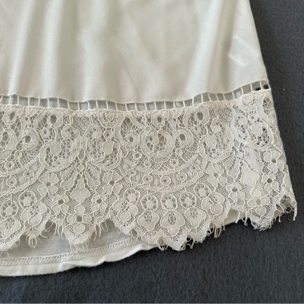 Express Womens White Beaded Lace Trim Cami Top Flowy Soft Size S - Picture 5 of 10